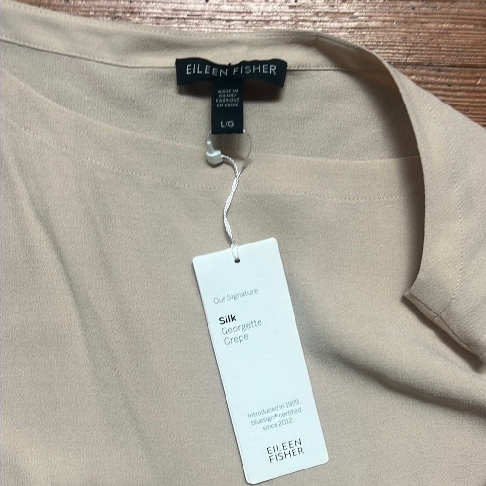 Eileen Fisher Cream Silk Georgette Blouse